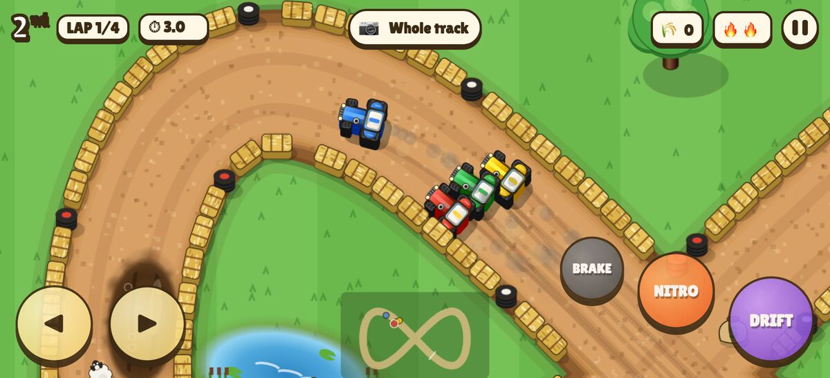 Racers crossing the figure-of-eight track