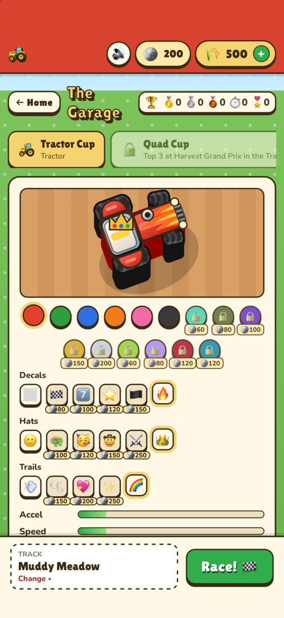 The garage, with upgrades and tracks